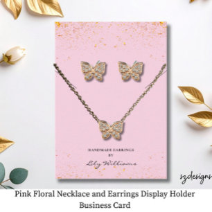 Tarjeta De Visita Soporte para exhibir aretes y collares rosados