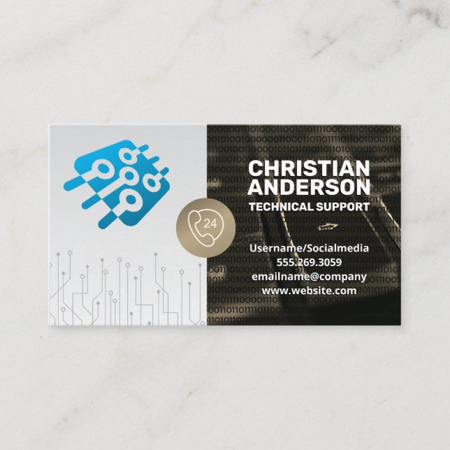 Tarjeta De Visita Soporte técnico | Microchip | Centro de llamadas (Anverso)