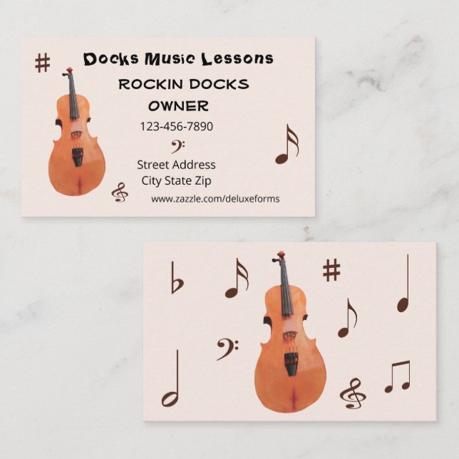 Tarjeta De Visita Sorbus Guitar Musical Notes (Anverso / Reverso)