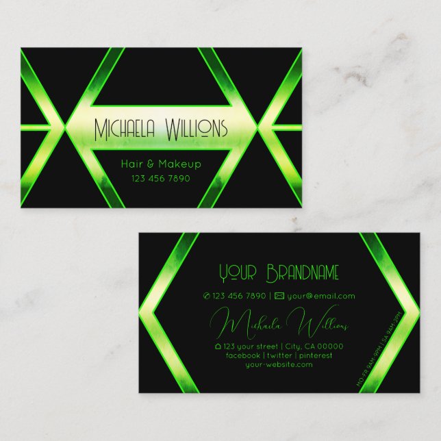 Tarjeta De Visita Sorprendente Geometric Shimmery Green Stylish (Anverso / Reverso)