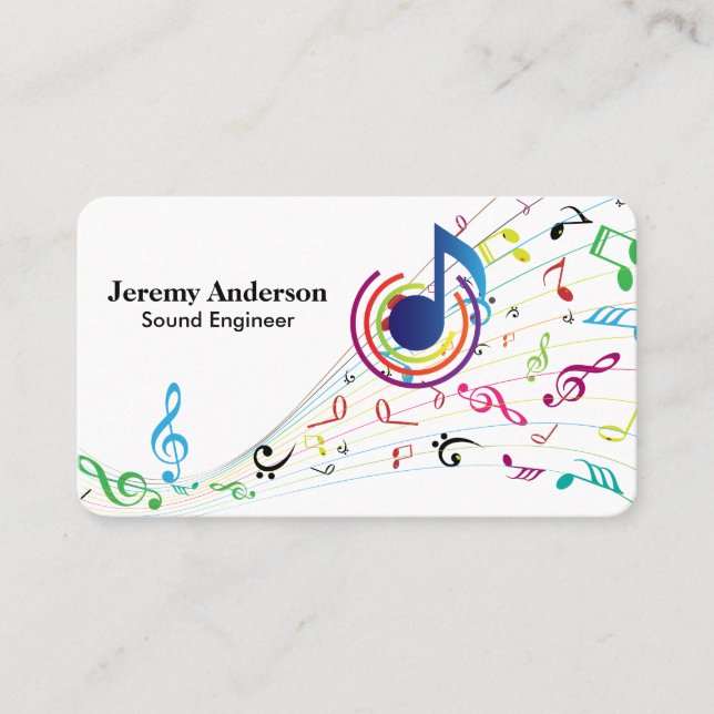 Tarjeta De Visita Sound | Music Engineer | Notes (Anverso)