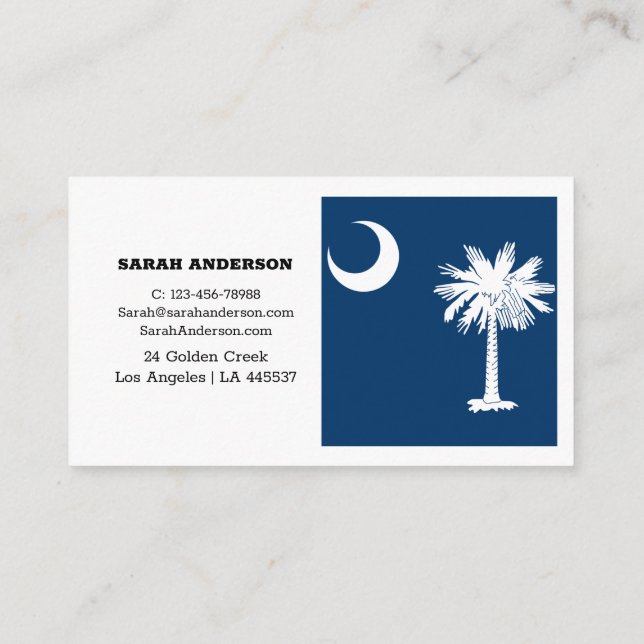 Tarjeta De Visita South Carolina Elegant Business Card, Bandera / Es (Reverso)