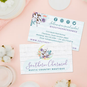 Tarjeta De Visita Southern Floral Cotton Moon & Wood Social Media