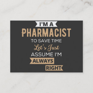 Tarjeta De Visita Soy farmacéutico para ahorrar tiempo, asumamos