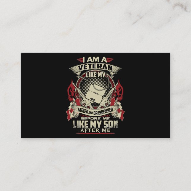TARJETA DE VISITA SOY UN VETERANO CANADIENSE COMO MI PADRE ANTES QUE (Anverso)