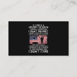 Tarjeta De Visita Soy Un Veterano Gruñón Que He Servido Y Sacrificé