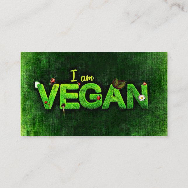 Tarjeta De Visita Soy Vegan Escrito Con Una Textura Grasa De Natural (Anverso)