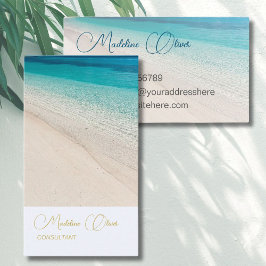 Tarjeta De Visita Spa Blue Beach Sea Travel Gold Style