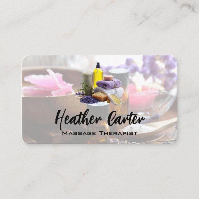 Tarjeta De Visita Spa de día | Aceites de sales de baño y jabones de (Anverso)
