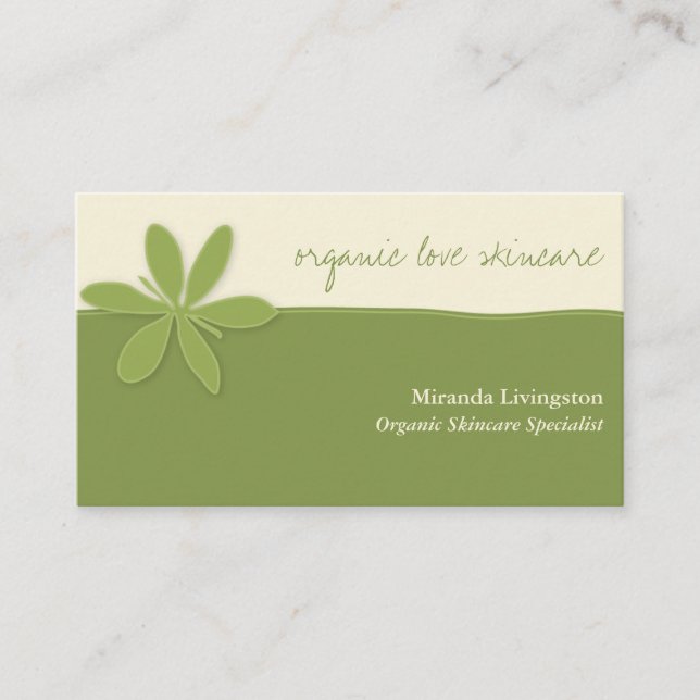 Tarjeta De Visita Spa de Flor Verde Sencillo (Anverso)