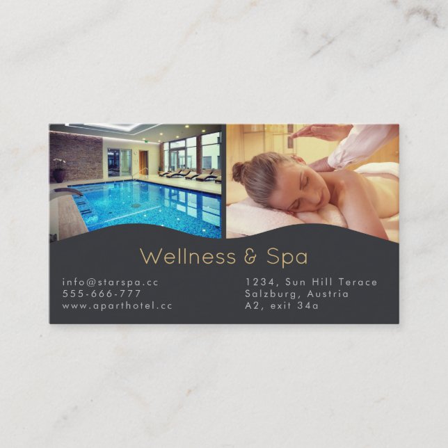 Tarjeta de visita Spa, masaje y Wellness Resort (Anverso)