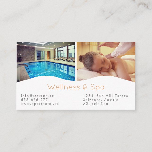 Tarjeta de visita Spa, masaje y Wellness Resort (Anverso)
