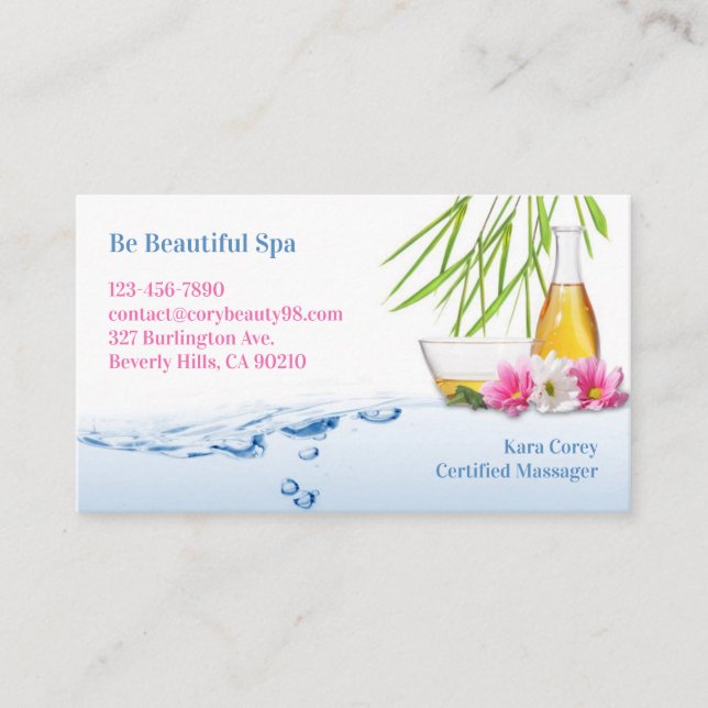 Tarjeta de visita Spa Natural Wellness (Anverso)