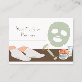 Tarjeta De Visita Spa o salón marrón, blanco y verde menta