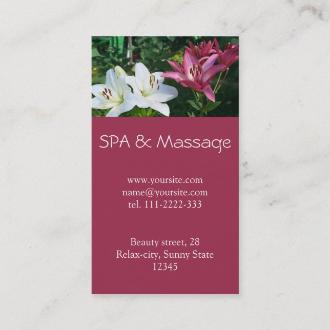 Tarjeta De Visita SPA y masaje (Anverso)