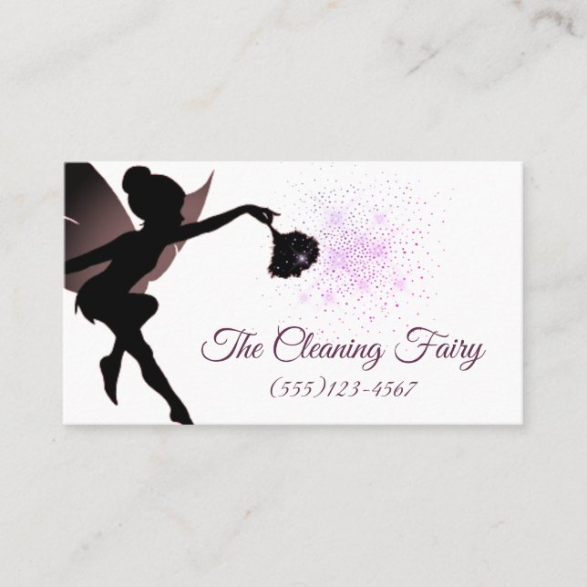 Tarjeta De Visita Sparkle Fairy Maid House Cleing Services (Anverso)