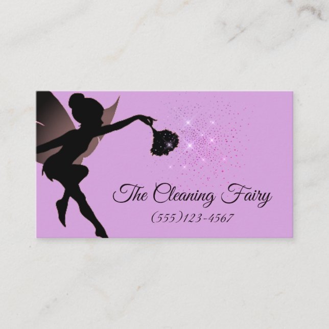 Tarjeta De Visita Sparkle Fairy Maid House Servicios de limpieza de  (Anverso)