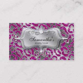 Tarjeta De Visita Sparkle Jewelry Business Card Zebra Hot Pink Silve