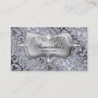 Tarjeta De Visita Sparkle Jewelry Business Card Zebra Silver Ice