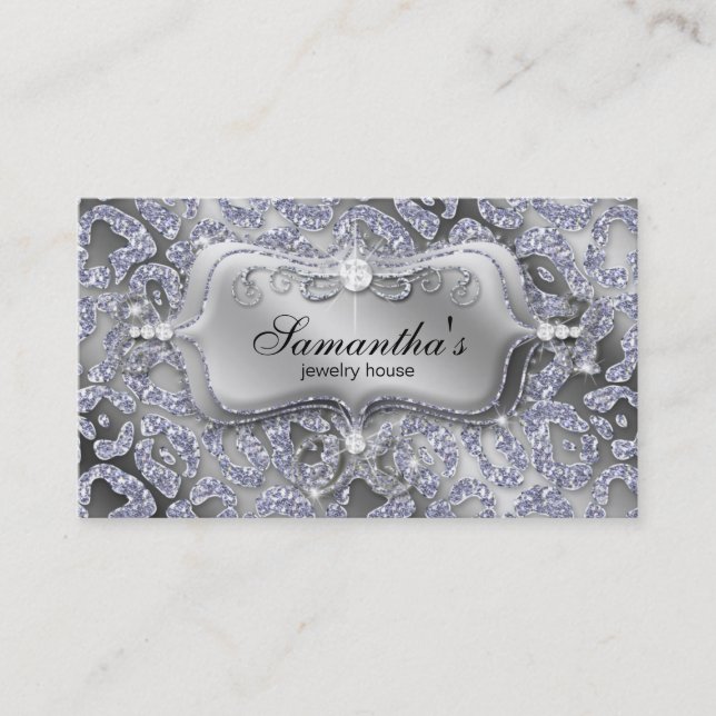 Tarjeta De Visita Sparkle Jewelry Business Card Zebra Silver Ice (Anverso)