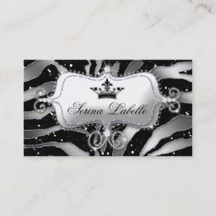 Tarjeta De Visita Sparkle Jewelry Zebra Crown Black 