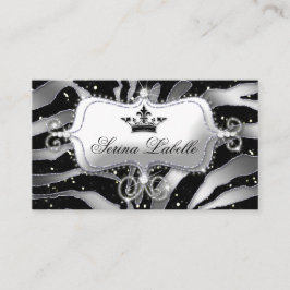 Tarjeta De Visita Sparkle Jewelry Zebra Crown Black