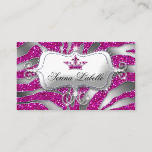 Tarjeta De Visita Sparkle Jewelry Zebra Crown Hot Pink 232