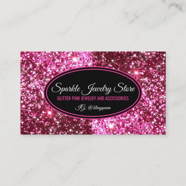 Tarjeta De Visita Sparkle Pink Glitz Glam Jewelry (Anverso)
