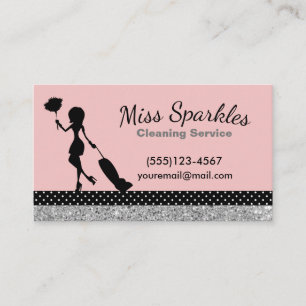 Tarjeta De Visita Sparkle Polka Dot Maid House Servicios de limpieza