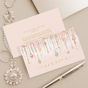 Tarjeta De Visita Sparkling Boho Gems on Rosa Gold ID1035