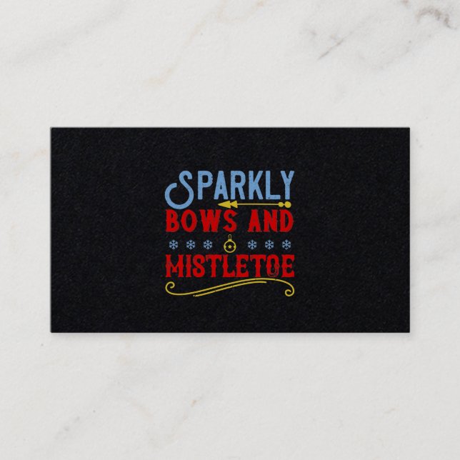 Tarjeta De Visita Sparkly Bows And Mistletoe (Anverso)