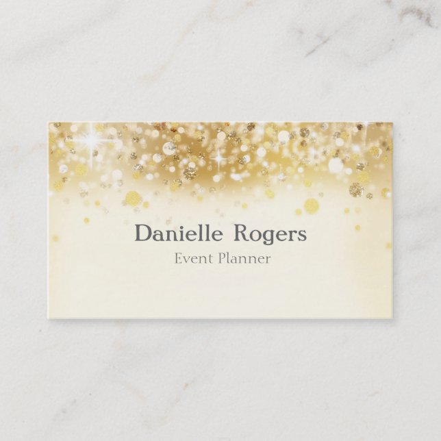Tarjeta De Visita Sparkly Golden Lights Glam Elegant Business Card (Anverso)