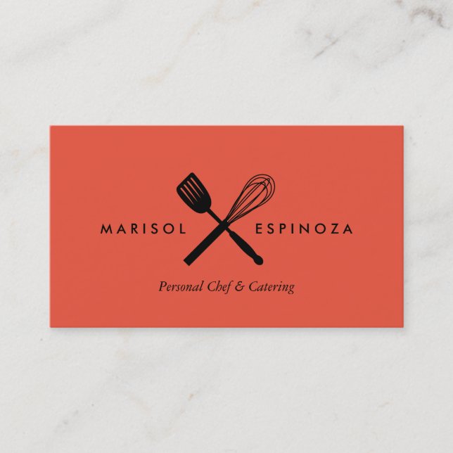 Tarjeta De Visita Spatula Whisk Chef Caterer Kitchen (Anverso)