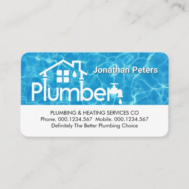 Tarjeta De Visita Special Home Plumber Signage On Water (Anverso)
