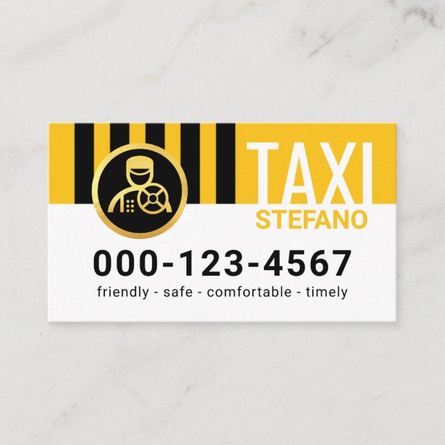 Tarjeta De Visita Special Vertical Black Taxi Stripes (Anverso)