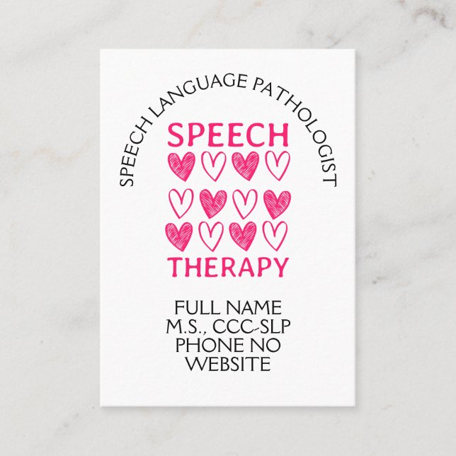 Tarjeta De Visita Speech Therapy Speech Language Therapist (Anverso)
