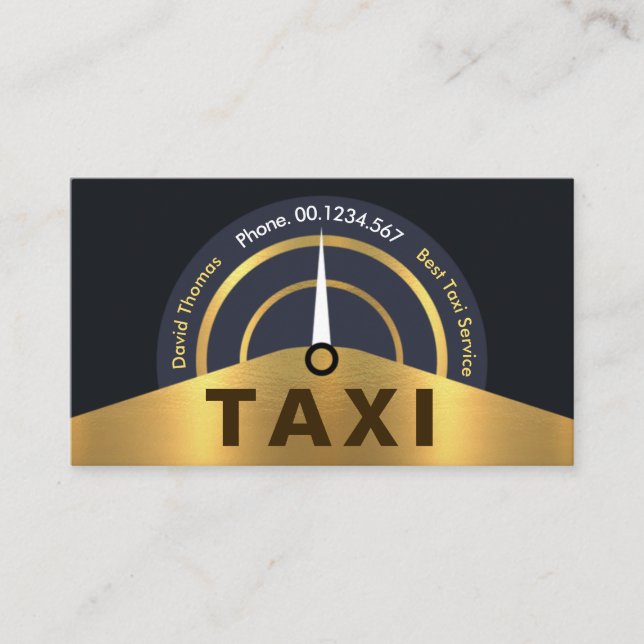 Tarjeta De Visita Speedómetro de autos Gold Taxi (Anverso)