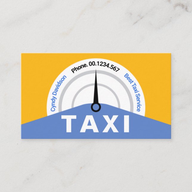 Tarjeta De Visita Speedómetro Taxi Creativo Amarillo (Anverso)