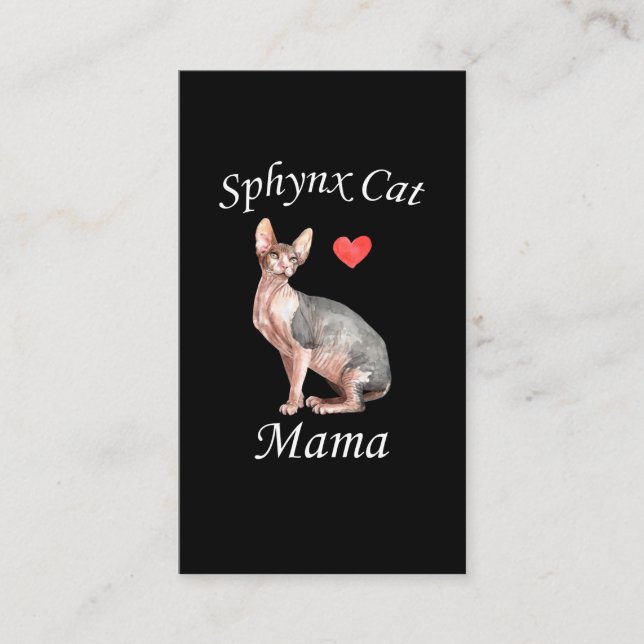 Tarjeta De Visita Sphynx Mom Cat Lover Mascota Madre (Anverso)