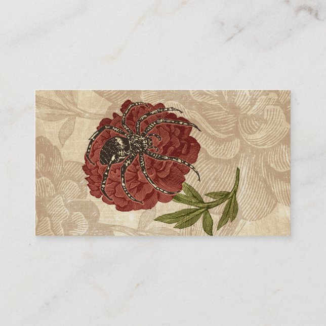 Tarjeta De Visita Spider En La Flor (Reverso)