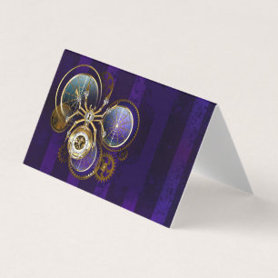 Tarjeta De Visita Spider Steampunk sobre fondo morado