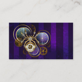 Tarjeta De Visita Spider Steampunk sobre fondo morado