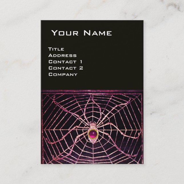 Tarjeta De Visita SPIDER Y WEB Pink Fuchsia AmethyBlack (Anverso)