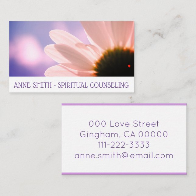 Tarjeta De Visita Spirit flores cielo margarita consejera (Anverso / Reverso)