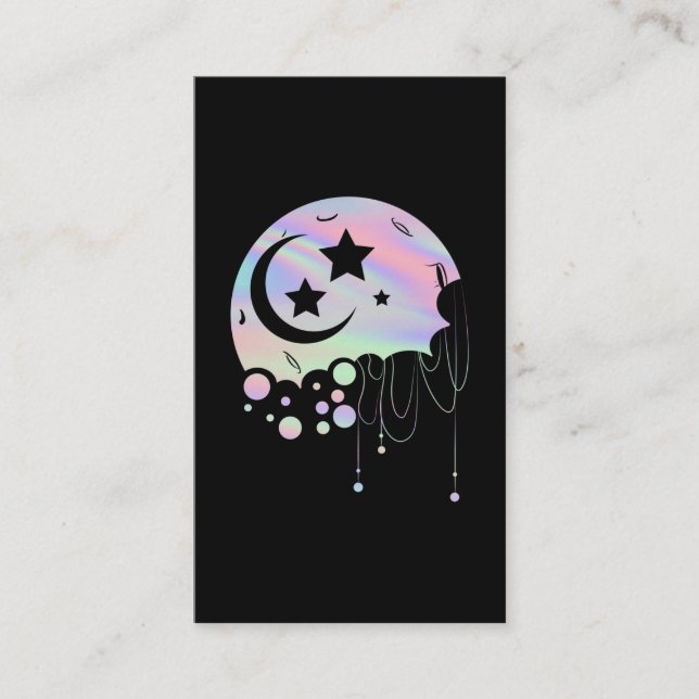Tarjeta De Visita Spiritual Pastel Goth Kawaii Moon (Anverso)