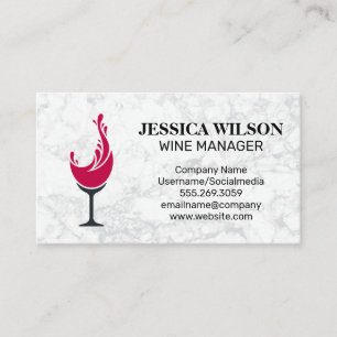 Tarjeta De Visita Splash de vidrio de vino rojo