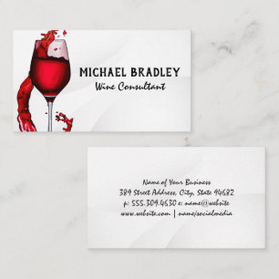 Tarjeta De Visita Splash de vidrio de vino rojo   Pour
