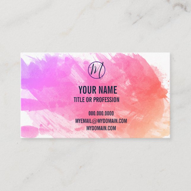 Tarjeta De Visita Splash of Purple and Pink Your Name & Title, ZEA (Anverso)