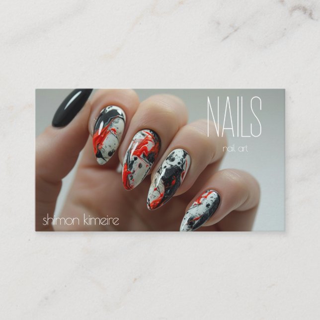 Tarjeta De Visita Splatter Paint Nail Art Manicuria de moda (Anverso)