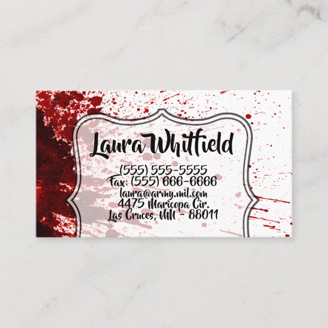 Tarjeta de visita Splatter Vampiro Horror gótico (Anverso)